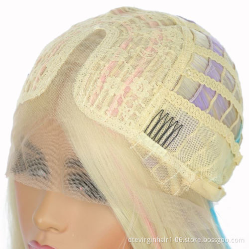 Synthetic lace front wigs for white women ash color,Synthetic invisible illusion lace wig,Sytnetic hair wigs platianada